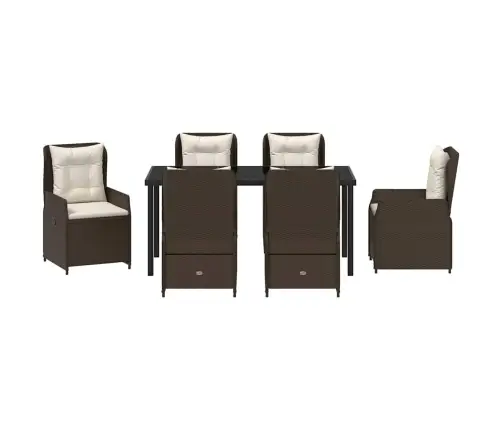 7 Daļu Dārza Galds Brūnā Poliratanā Vidaxl