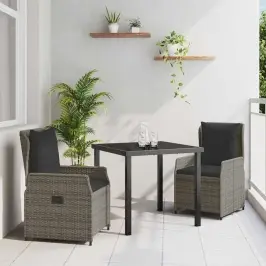 Dārza Ēdamgalds 3 Pcs Pelēka Poliratāns Vidaxl