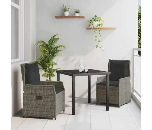 Dārza Ēdamgalds 3 Pcs Pelēka Poliratāns Vidaxl