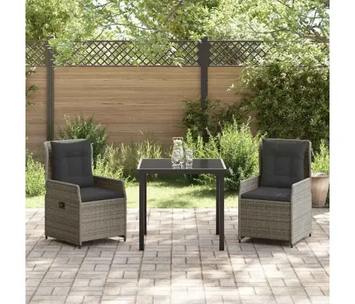 Dārza Ēdamgalds 3 Pcs Pelēka Poliratāns Vidaxl