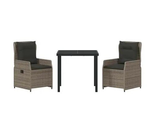 Dārza Ēdamgalds 3 Pcs Pelēka Poliratāns Vidaxl