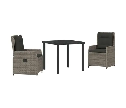 Dārza Ēdamgalds 3 Pcs Pelēka Poliratāns Vidaxl