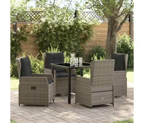 Dārza Ēdamgalds 5 Pcs Pelēka Poliratāns Vidaxl