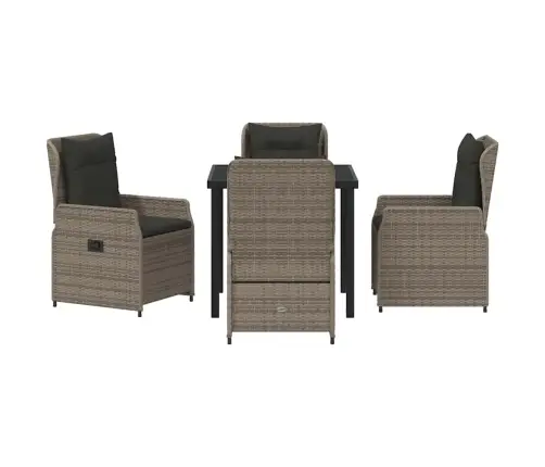 Dārza Ēdamgalds 5 Pcs Pelēka Poliratāns Vidaxl