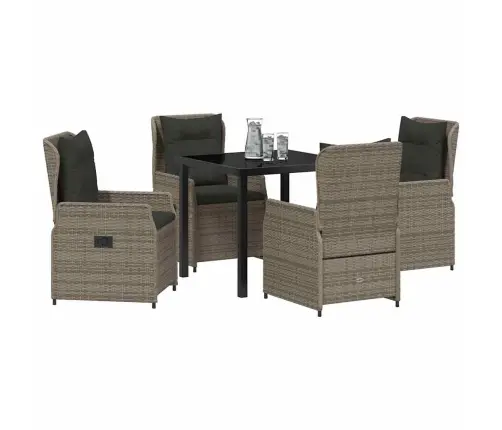 Dārza Ēdamgalds 5 Pcs Pelēka Poliratāns Vidaxl