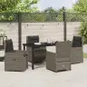 Dārza Ēdamgalds 5 Pcs Pelēka Poliratāns Vidaxl