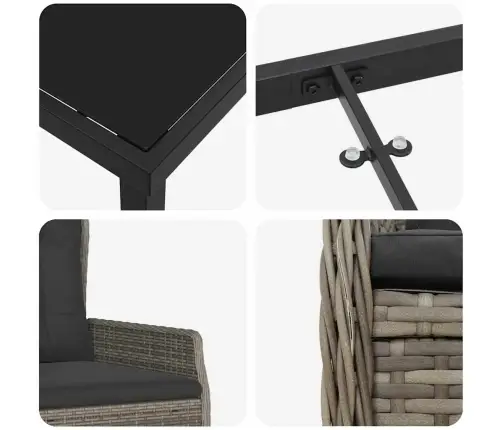 Sodo Valgomojo Komplektas 5 Pcs Pilka Poliratanas