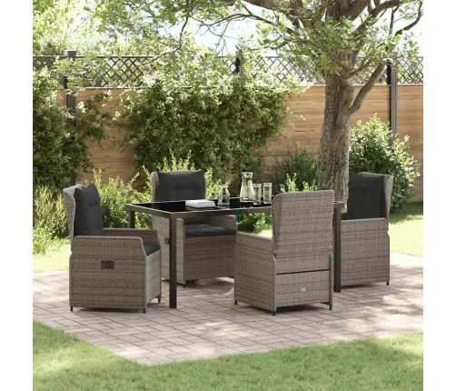 Sodo Valgomojo Komplektas 5 Pcs Pilka Poliratanas