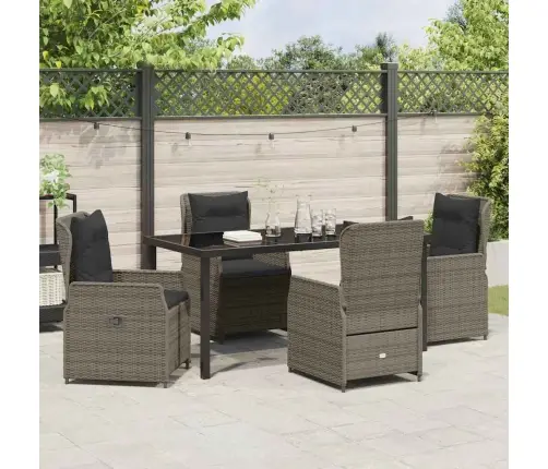 Sodo Valgomojo Komplektas 5 Pcs Pilka Poliratanas