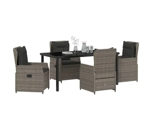 Sodo Valgomojo Komplektas 5 Pcs Pilka Poliratanas