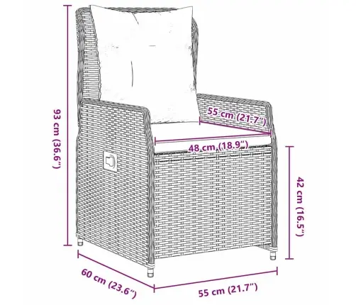 Sodo Valgomojo Komplektas 5 Pcs Pilka Poliratanas