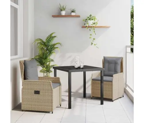 Aia Söögilaudade Komplekt 3 Pcs Beež Ja Heledhall Polürotang