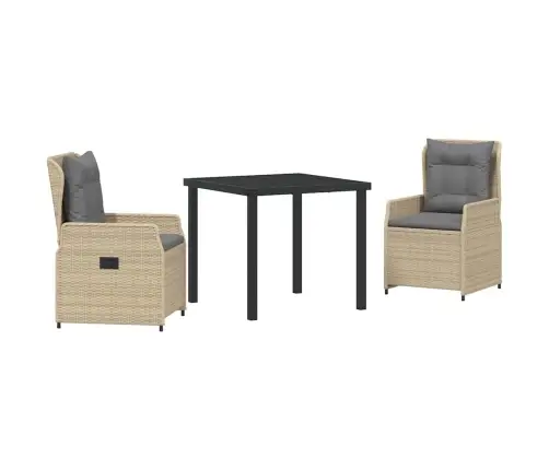 Aia Söögilaudade Komplekt 3 Pcs Beež Ja Heledhall Polürotang