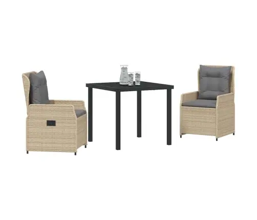 Aia Söögilaudade Komplekt 3 Pcs Beež Ja Heledhall Polürotang