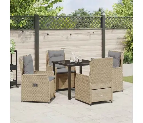 5 Daļu Dārza Galds Bēšā Poli Ratanā Vidaxl