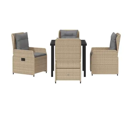 5 Daļu Dārza Galds Bēšā Poli Ratanā Vidaxl