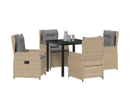 5 Daļu Dārza Galds Bēšā Poli Ratanā Vidaxl