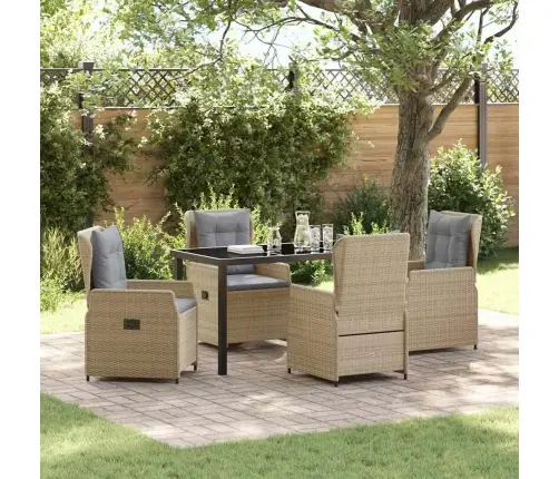 5 Daļu Dārza Pusdienu Komplekts Bēšā Poli Rattanā Vidaxl