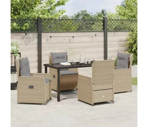 5 Daļu Dārza Pusdienu Komplekts Bēšā Poli Rattanā Vidaxl