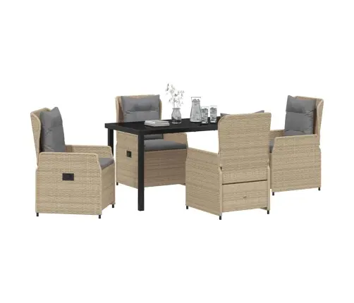 5 Daļu Dārza Pusdienu Komplekts Bēšā Poli Rattanā Vidaxl