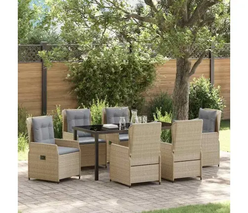 7 Daļu Dārza Ēdamgalds Bēšā Poliraftā Vidaxl