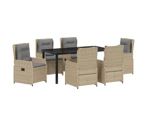 7 Daļu Dārza Ēdamgalds Bēšā Poliraftā Vidaxl