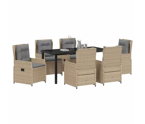 7 Daļu Dārza Ēdamgalds Bēšā Poliraftā Vidaxl