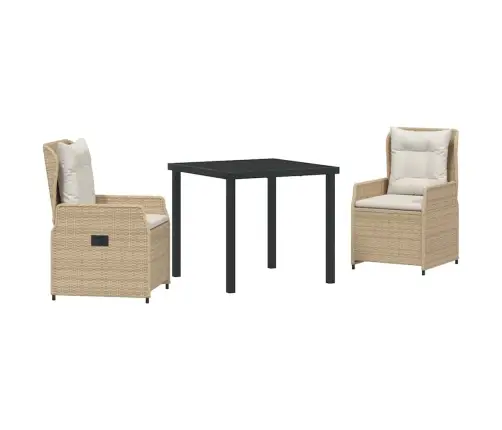 Dārza Ēdamgalds 3 Pcs Bēša Poliratāns Vidaxl