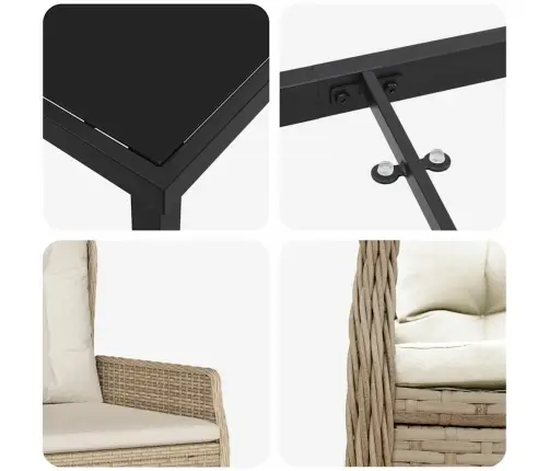 Dārza Ēdamgalds 5 Pcs Bēša Poliratāns Vidaxl