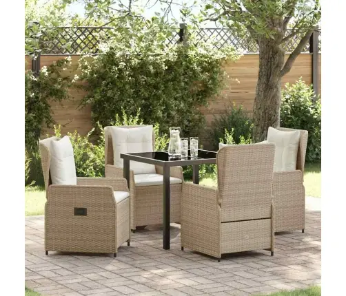 Dārza Ēdamgalds 5 Pcs Bēša Poliratāns Vidaxl