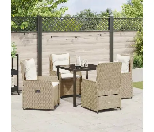 Dārza Ēdamgalds 5 Pcs Bēša Poliratāns Vidaxl