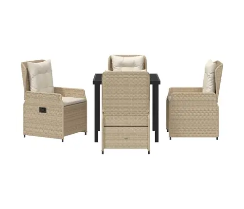 Dārza Ēdamgalds 5 Pcs Bēša Poliratāns Vidaxl