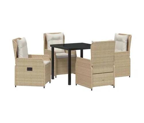 Dārza Ēdamgalds 5 Pcs Bēša Poliratāns Vidaxl