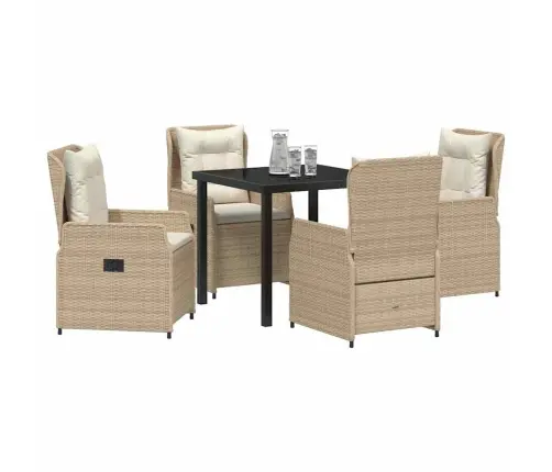 Dārza Ēdamgalds 5 Pcs Bēša Poliratāns Vidaxl