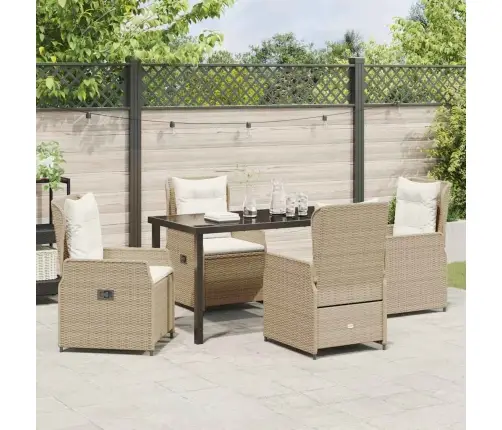 5 Daļīgu Dārza Ēdamgaldu Komplekts Bēšā Poliratā Vidaxl