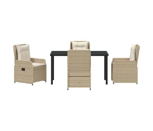 5 Daļīgu Dārza Ēdamgaldu Komplekts Bēšā Poliratā Vidaxl