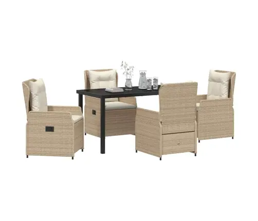 5 Daļīgu Dārza Ēdamgaldu Komplekts Bēšā Poliratā Vidaxl