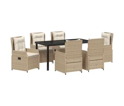 7 Daļu Dārza Galds Bēšā Krāsā Vidaxl