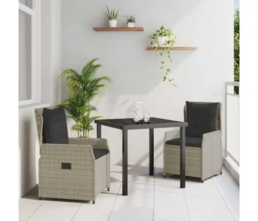 3 Daļu Dārza Galds Gaiši Pelēkā Krāsā No Poliratanā Vidaxl