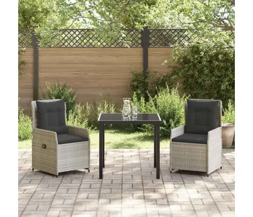 3 Daļu Dārza Galds Gaiši Pelēkā Krāsā No Poliratanā Vidaxl