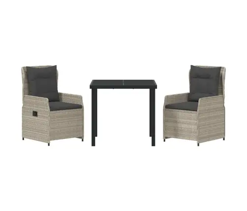 3 Daļu Dārza Galds Gaiši Pelēkā Krāsā No Poliratanā Vidaxl