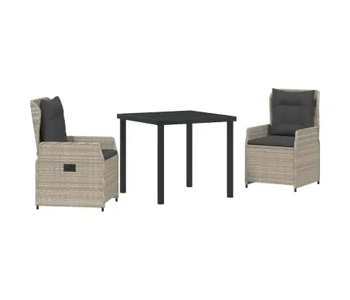 3 Daļu Dārza Galds Gaiši Pelēkā Krāsā No Poliratanā Vidaxl