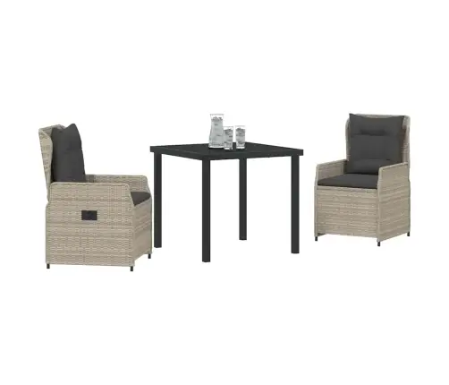 3 Daļu Dārza Galds Gaiši Pelēkā Krāsā No Poliratanā Vidaxl