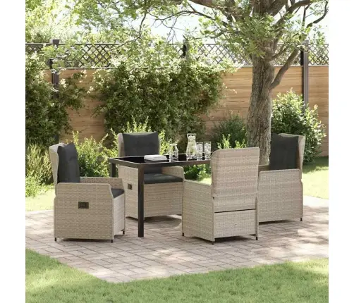 5 Daļu Dārza Ēdamgalds Gaiši Pelēks Poli Ratanas Vidaxl