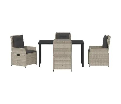 5 Daļu Dārza Ēdamgalds Gaiši Pelēks Poli Ratanas Vidaxl