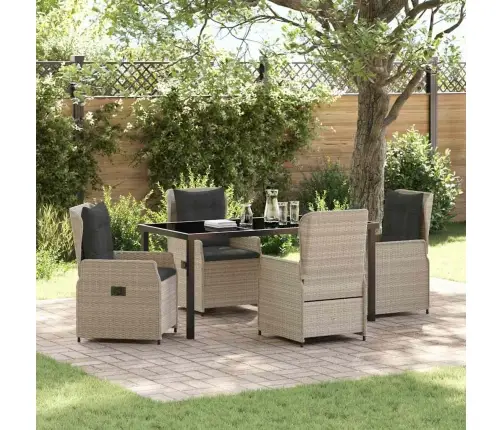 Sodo Valgomojo Komplektas 5 Pcs Šviesiai Pilka Poliratanas