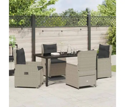 Sodo Valgomojo Komplektas 5 Pcs Šviesiai Pilka Poliratanas