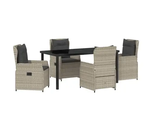 Sodo Valgomojo Komplektas 5 Pcs Šviesiai Pilka Poliratanas