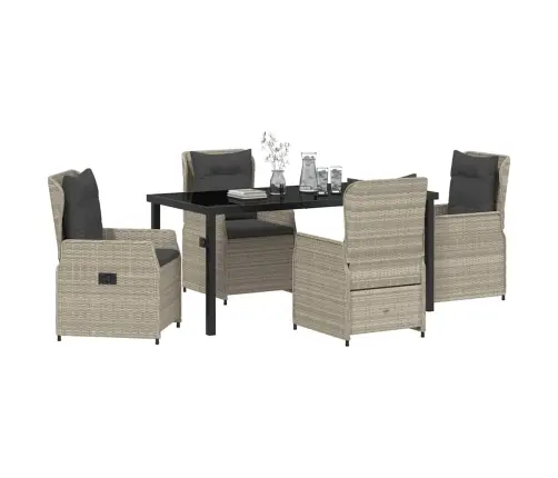 Sodo Valgomojo Komplektas 5 Pcs Šviesiai Pilka Poliratanas