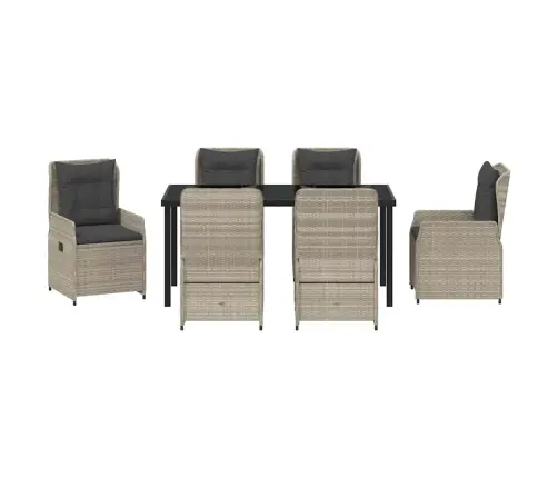 7 Daļu Dārza Galds Gaišā Pelēkā Krāsā No Polirattana Vidaxl